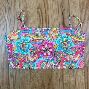 No Boundaries Swim Top Colorful Floral  Crop Top XL 15/17